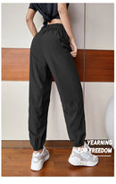 Calças esportivas de fitness mulheres elástico cintura/pé secagem rápida solta ciclismo correndo yoga calças femininas streetwear pantalon femme