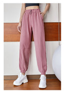 Calças esportivas de fitness mulheres elástico cintura/pé secagem rápida solta ciclismo correndo yoga calças femininas streetwear pantalon femme