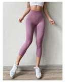 Cintura alta sem costura leggings esporte feminino colheita calças de yoga listra elástica capris ginásio treino leggings meninas fitness correndo collants