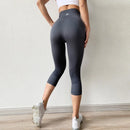 Cintura alta sem costura leggings esporte feminino colheita calças de yoga listra elástica capris ginásio treino leggings meninas fitness correndo collants
