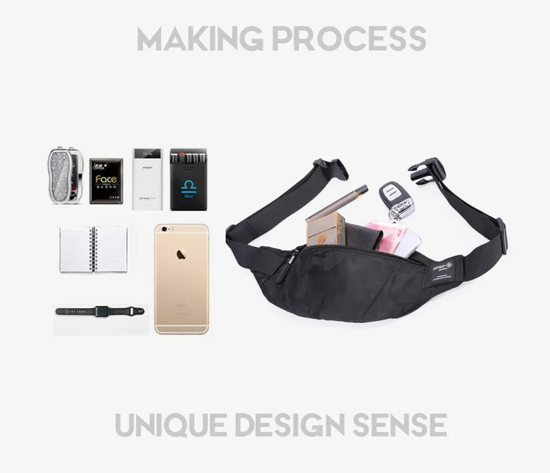 Hcankcan casual à prova dwaterproof água saco de cintura dos homens moda camuflagem bum hip pacote dinheiro telefone fanny saco para mulheres ykk zíper bolsa de ombro
