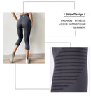 Cintura alta sem costura leggings esporte feminino colheita calças de yoga listra elástica capris ginásio treino leggings meninas fitness correndo collants