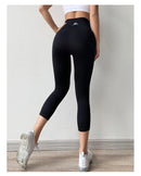 Cintura alta sem costura leggings esporte feminino colheita calças de yoga listra elástica capris ginásio treino leggings meninas fitness correndo collants
