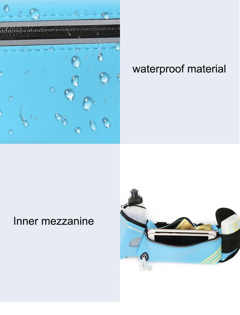 Correndo saco de cintura esportes fanny pacote das mulheres dos homens cinto saco telefone hidratação mochila à prova dwaterproof água correndo acessórios água
