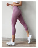 Cintura alta sem costura leggings esporte feminino colheita calças de yoga listra elástica capris ginásio treino leggings meninas fitness correndo collants