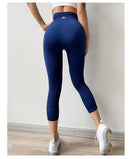 Cintura alta sem costura leggings esporte feminino colheita calças de yoga listra elástica capris ginásio treino leggings meninas fitness correndo collants