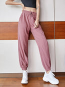 Calças esportivas de fitness mulheres elástico cintura/pé secagem rápida solta ciclismo correndo yoga calças femininas streetwear pantalon femme