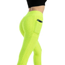 Moda feminina bolso bolha calças elásticas magro leggings ginásio correndo ciclismo calças de fitness cintura alta hip lift leggings feminino