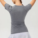 Camisa de compressão feminina manga curta atlético yoga correndo camiseta verão ginásio treino secagem rápida elástico camisetas topos baselayer