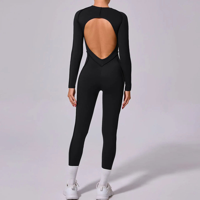 Macacão de yoga de uma peça feminino conjunto de manga comprida secagem rápida terno de yoga ginásio terno de treinamento roupas esportivas bodysuits feminino conjunto de fitness
