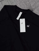 Al yoga topo accolade tripulação pescoço pulôver confortável simplicidade cor sólida tripulação-pescoço pulôver de manga comprida com capuz ginásio topos