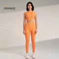Conjunto de roupas de yoga feminino cintura alta leggings e topo duas peças sem costura roupas de exercício de fitness roupa interior de fitness plus size