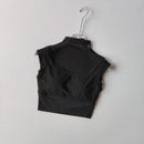 Malha integrada copo voador manga curta anti-rugas esportes yoga fitness conforto almofada no peito wear-free sutiã suspender topo