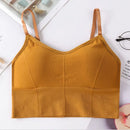 Sem costas roupas esportivas mulher ginásio sutiã esportivo sem costura roupa interior das mulheres alça de ombro ajustável interior acolchoado yoga colete bralette