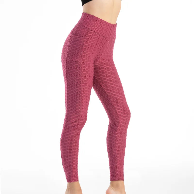 Moda feminina bolso bolha calças elásticas magro leggings ginásio correndo ciclismo calças de fitness cintura alta hip lift leggings feminino