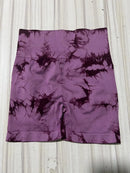Shorts esportivos femininos com estampa tie-dye e cintura alta, shorts skinny casuais, confortáveis e respiráveis sem costura para ioga, academia, treino