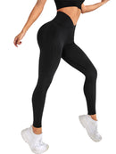 Leggings femininas treino cintura cruzada elástica bolha bunda fitness sem costura yoga esportes calças apertadas