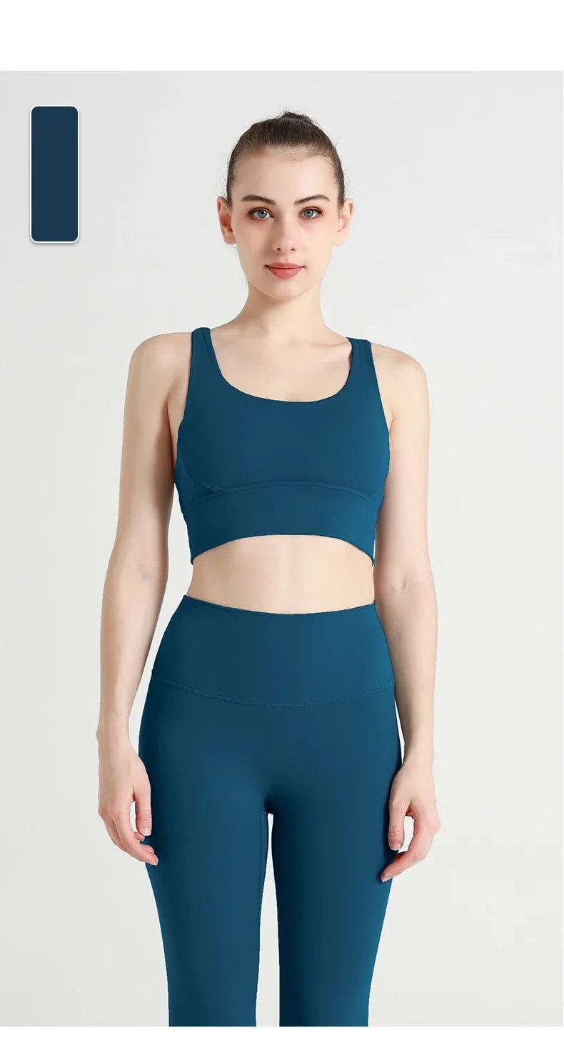 Novo verão sexy sutiãs esportivos mulheres colete de fitness esportes topo cruz volta yoga sutiã correndo fitness respirável à prova de choque sutiã de yoga
