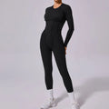 Macacão de yoga de uma peça feminino conjunto de manga comprida secagem rápida terno de yoga ginásio terno de treinamento roupas esportivas bodysuits feminino conjunto de fitness