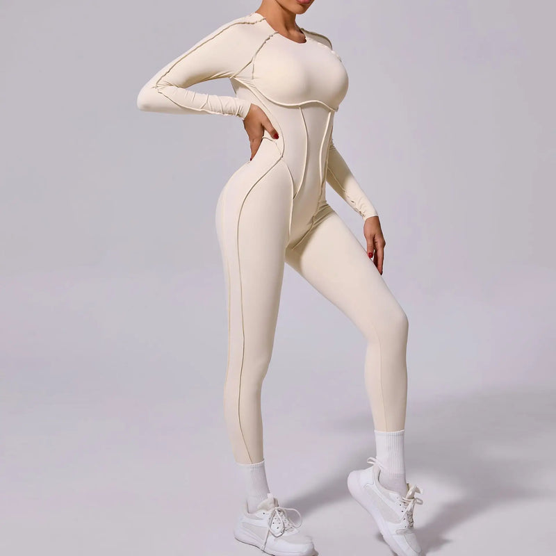 Macacão de yoga de uma peça feminino conjunto de manga comprida secagem rápida terno de yoga ginásio terno de treinamento roupas esportivas bodysuits feminino conjunto de fitness