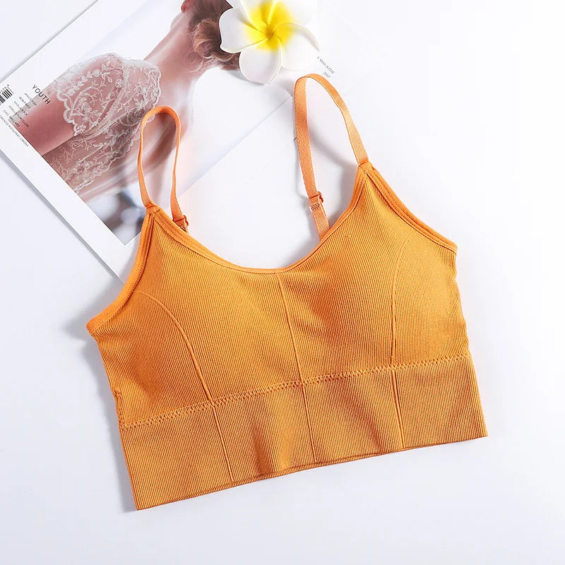 Sem costas roupas esportivas mulher ginásio sutiã esportivo sem costura roupa interior das mulheres alça de ombro ajustável interior acolchoado yoga colete bralette