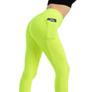Moda feminina bolso bolha calças elásticas magro leggings ginásio correndo ciclismo calças de fitness cintura alta hip lift leggings feminino