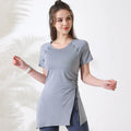 Mulheres camisas de treino manga curta yoga topo ginásio camisas longas lado cordão dividir esportes topo feminino respirável fitness yoga wear
