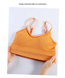 Sem costas roupas esportivas mulher ginásio sutiã esportivo sem costura roupa interior das mulheres alça de ombro ajustável interior acolchoado yoga colete bralette
