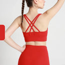 Novo verão sexy sutiãs esportivos mulheres colete de fitness esportes topo cruz volta yoga sutiã correndo fitness respirável à prova de choque sutiã de yoga