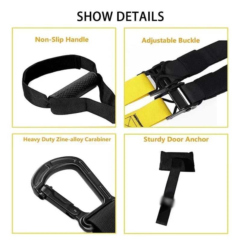 Correia de treinamento de suspensão fitness força power suspensão trainer ajustável yoga cinta montagem na parede profissional trx tensor