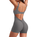 Roupas de ginástica femininas yoga sólido ruched sem costas sem mangas gola quadrada magro sexy macacão ropa deportiva mujer ginásio playsuits