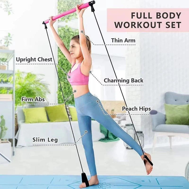 Kit de pilates com faixas de resistência, pilates de ioga multifuncional, kit de resistência portátil para academia em casa, exercícios de corpo inteiro