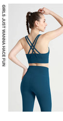 Novo verão sexy sutiãs esportivos mulheres colete de fitness esportes topo cruz volta yoga sutiã correndo fitness respirável à prova de choque sutiã de yoga