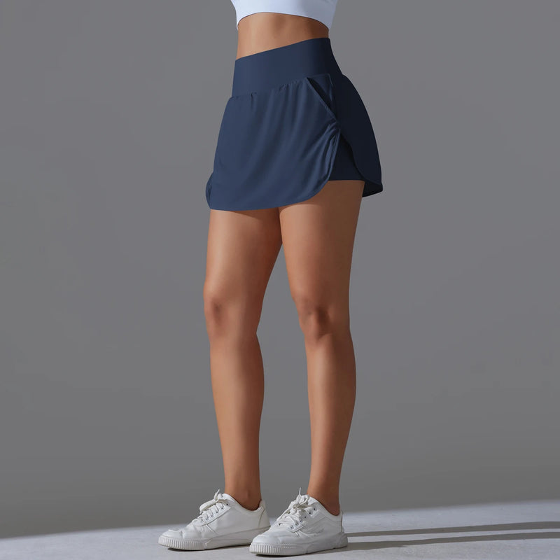 Esportes ao ar livre yoga saia badminton tênis saia de cintura alta respirável suor saia ativo atlético yoga fitness saia curta