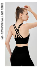 Novo verão sexy sutiãs esportivos mulheres colete de fitness esportes topo cruz volta yoga sutiã correndo fitness respirável à prova de choque sutiã de yoga