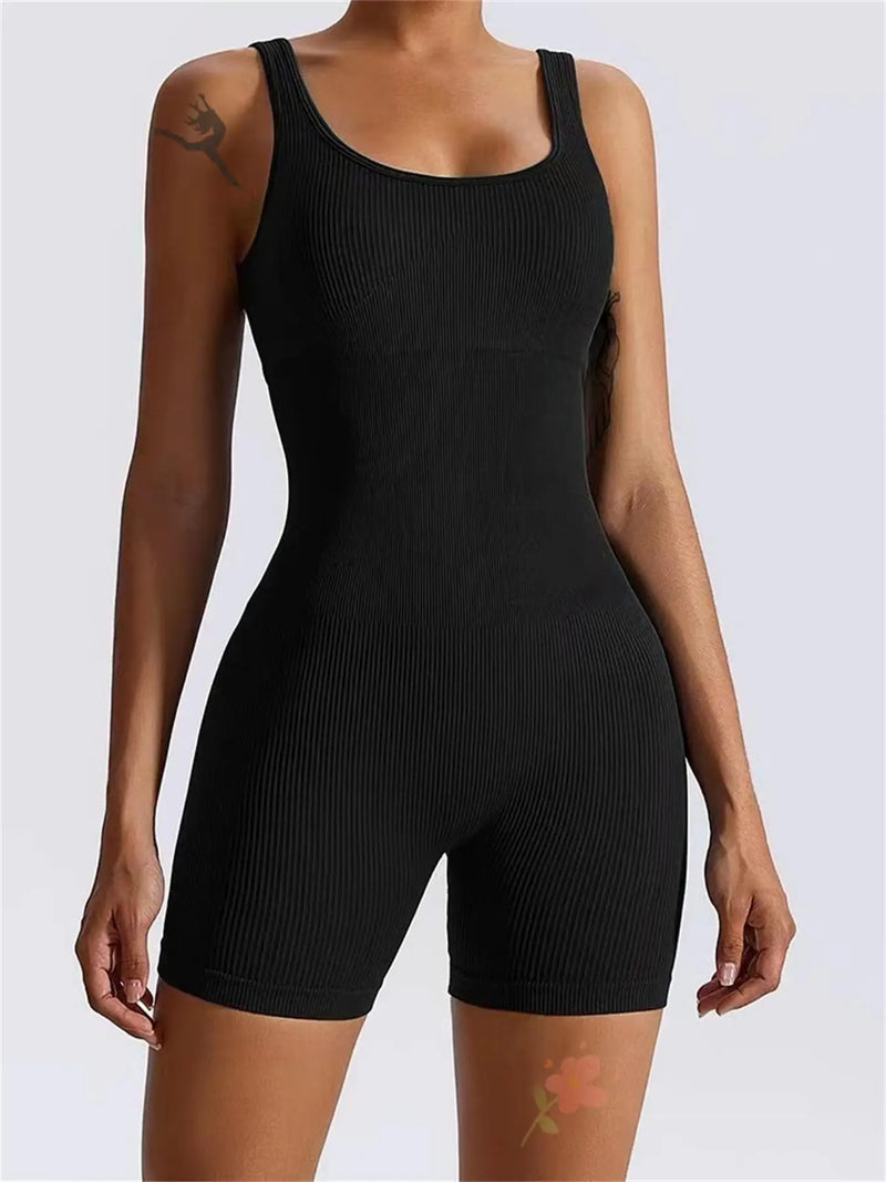Sem costura de uma peça curta roupas de yoga roupas esportivas femininas ginásio push up roupas de treino de fitness esportes bodysuit yoga terno