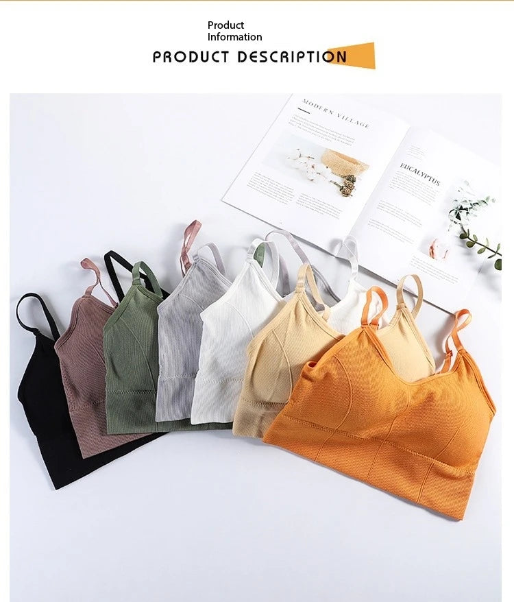 Sem costas roupas esportivas mulher ginásio sutiã esportivo sem costura roupa interior das mulheres alça de ombro ajustável interior acolchoado yoga colete bralette