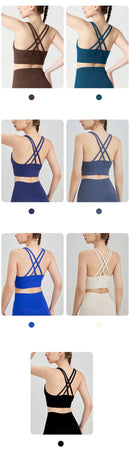 Novo verão sexy sutiãs esportivos mulheres colete de fitness esportes topo cruz volta yoga sutiã correndo fitness respirável à prova de choque sutiã de yoga