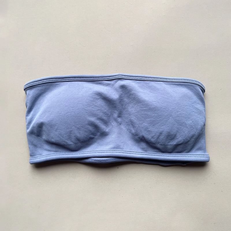ASHLIMO Sutiã esportivo feminino bandeau sem costas, gola halter, regata de ioga, sem costura, treino, academia, tubo curto