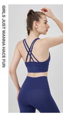 Novo verão sexy sutiãs esportivos mulheres colete de fitness esportes topo cruz volta yoga sutiã correndo fitness respirável à prova de choque sutiã de yoga