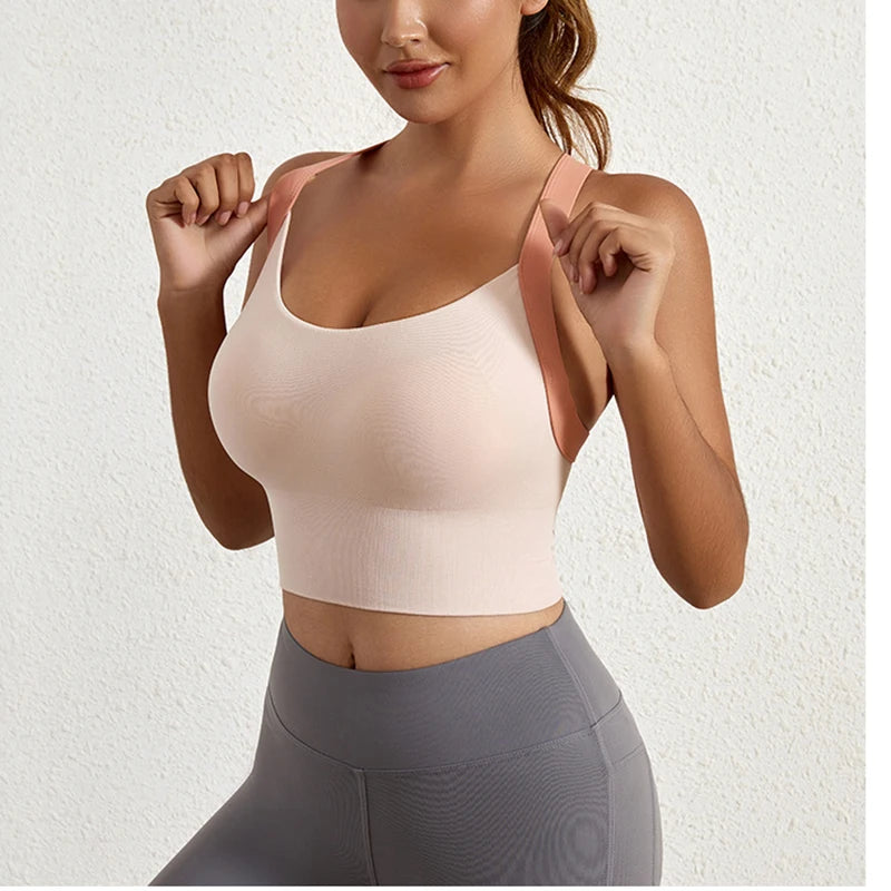 Aiihuug sutiã de yoga cruzado volta ginásio sutiã de fitness treino sutiãs de golfe controle de salto esportes topos elásticos colheitas de golfe ginásio topos