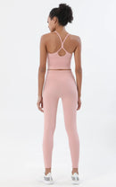 Conjunto de sutiã e leggings esportivos de 2 peças para mulheres, roupas para academia, sentimento nu, conjunto de fitness feminino, roupas para exercícios