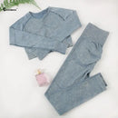 Chrleisure conjunto esportivo de lavagem para mulheres, sem costura, yoga, manga longa, fitness, com levantamento de bunda, leggings de treino, academia