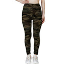 Camuflagem cinza verde apertado casual alta estiramento leggings femininas, esportivo e sexy fitness retro nove pontos lápis calças