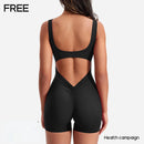 Roupas de ginástica femininas yoga sólido ruched sem costas sem mangas gola quadrada magro sexy macacão ropa deportiva mujer ginásio playsuits
