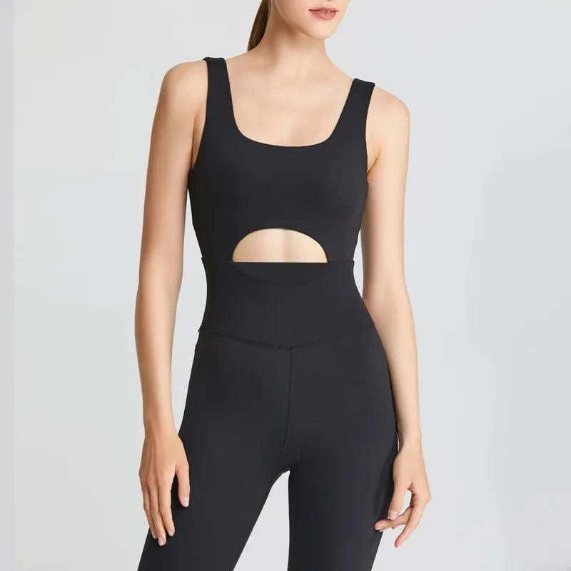 Conjuntos de yoga macacões feminino v-back uma peça alta elástica bodysuits roupas esportivas fitness acolchoado náilon macio ginásio treino macacão