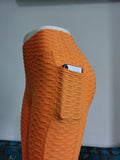 Moda feminina bolso bolha calças elásticas magro leggings ginásio correndo ciclismo calças de fitness cintura alta hip lift leggings feminino