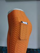 Moda feminina bolso bolha calças elásticas magro leggings ginásio correndo ciclismo calças de fitness cintura alta hip lift leggings feminino