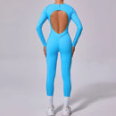 Macacão de yoga de uma peça feminino conjunto de manga comprida secagem rápida terno de yoga ginásio terno de treinamento roupas esportivas bodysuits feminino conjunto de fitness