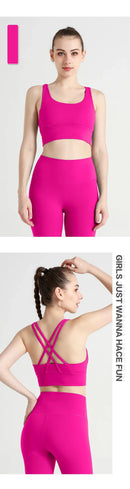 Novo verão sexy sutiãs esportivos mulheres colete de fitness esportes topo cruz volta yoga sutiã correndo fitness respirável à prova de choque sutiã de yoga